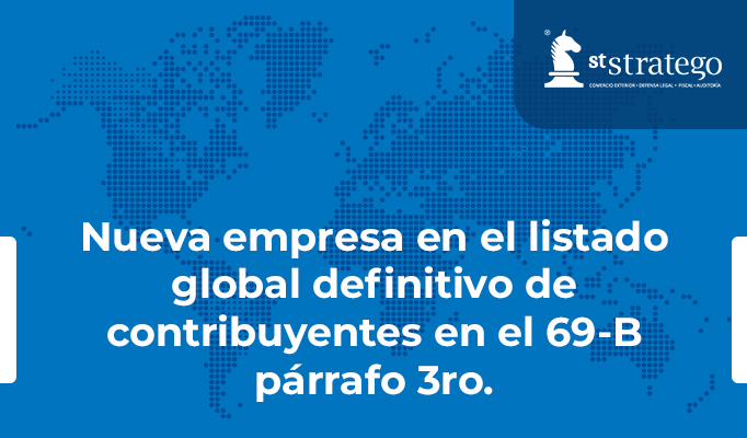 Nueva empresa en el listado global definitivo de contribuyentes en el 69-B párrafo 3ro.