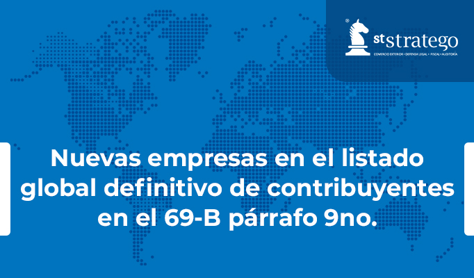 Nuevas empresas en el listado global definitivo de contribuyentes en el 69-B párrafo 9no.