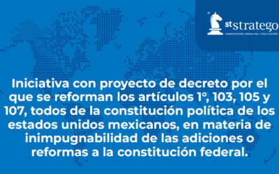 Iniciativa con proyecto de decreto por el que se reforman los artículos 1°, 103, 105 y 107, todos de la constitución política de los estados unidos mexicanos, en materia de inimpugnabilidad de las adiciones o reformas a la constitución federal.